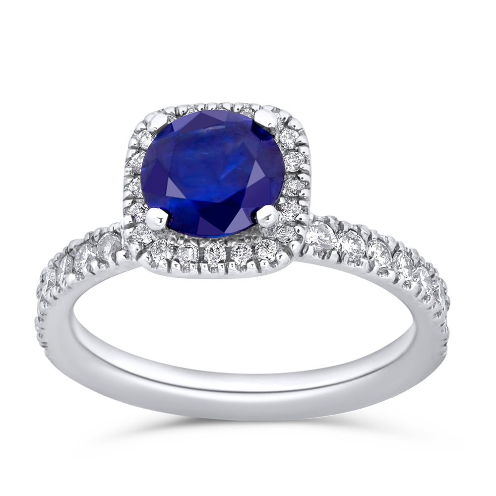 14K White Gold Sapphire and Diamond Ring