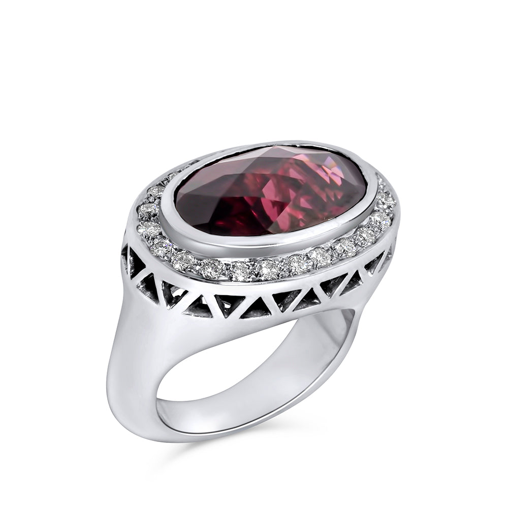 Rhodolite Garnet and Diamond Ring