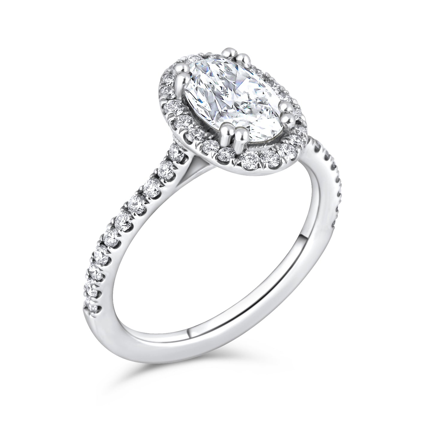 14k White Gold oval diamond ring
