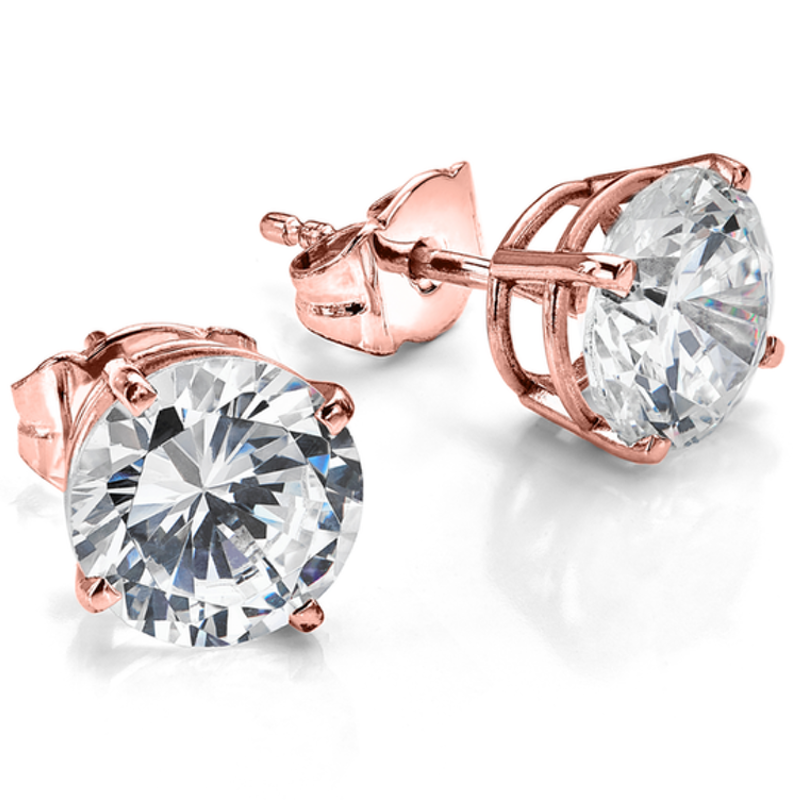 2CT Total Weight Round Diamond Stud Earrings