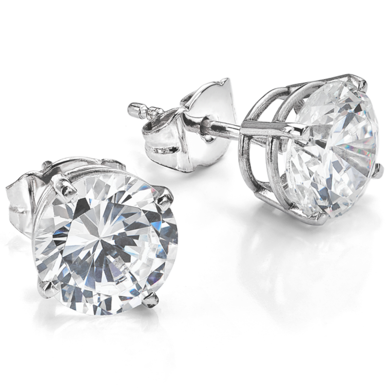 2CT Total Weight Round Diamond Stud Earrings