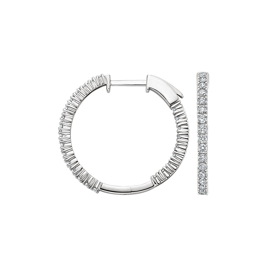 2CT Total Weight Diamond Inside-Out Hoop Earrings